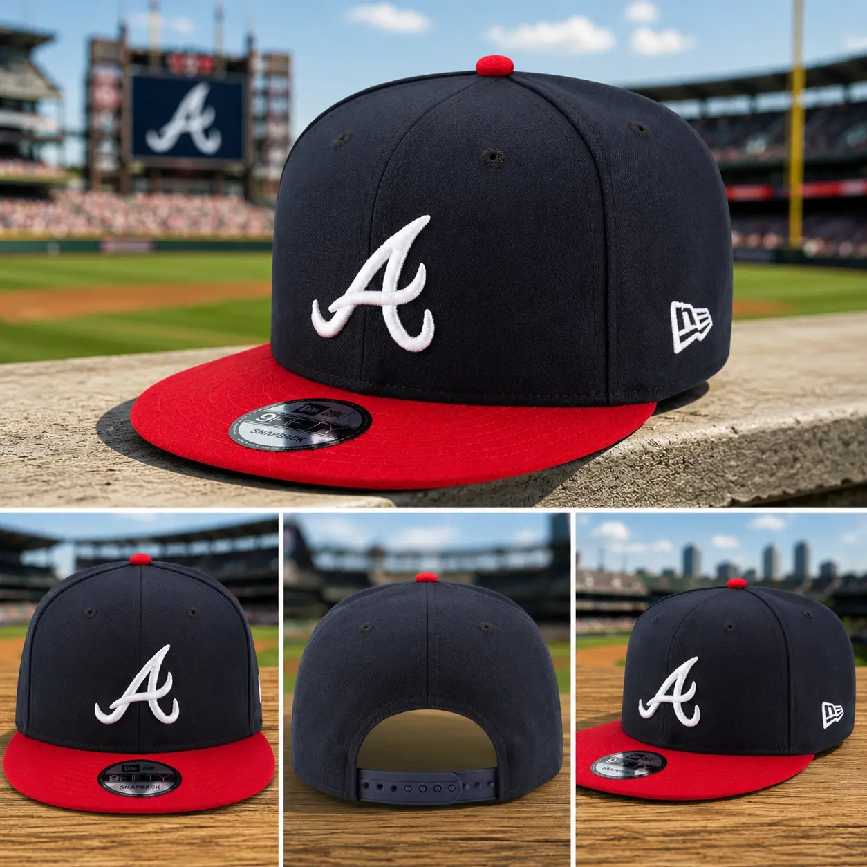 Atlanta Braves New Era Black/Red Team Color 9FIFTY Snapback Hat 1