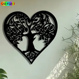 1pc Heart-shaped Tree of Life Metal Wall Art, Dove & Tree Statue Mural, Intricate Craftsmanship, Perfect for Valentines Day, Anniversary Decor, Perfect for Living Room Bedroom Wedding Venue Decor, Ideal Gift for Romantic Home Decor Enthusiasts.