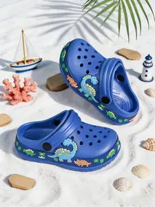 Summer New Kids Sandals, Backstrap Sandals, Comfortable Soft Sole, Breathable Lightweight, Silent Anti-Slip, Adjustable Back Strap, Dinosaur Pattern, Indoor Outdoor, Beach Sandals