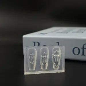 Cute Bow Nail Art Silicone Mold DIY Template Reusable Tool, Cross Design, 2026 New Edition, Perfect for Manicure & Pedicure