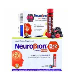 NeuroBion B12 Forte (3,000 mcg) + NeuroBion Extra Forte (10,000 mcg) Liquid Dietary Supplement Vials, 2-Pack Combo