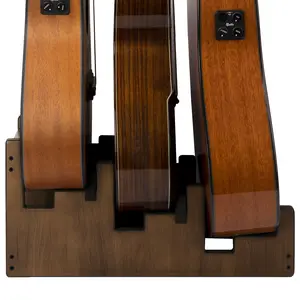 STRICH Wooden Guitar Stand for Multiple Guitars, 3-Holder, Front Display Space-Saving Floor Guitar Rack, Padded Multi Guitar Stand for Home, Studio, Stage, GS-3N (For 3 Acoustic/Electric/Bass)