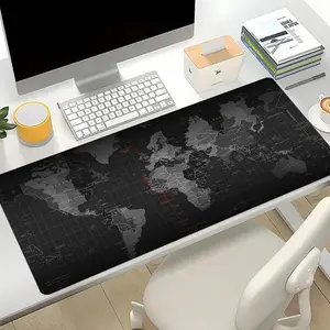 1 world map mouse pad with anti slip rubber base, perfect for office/gaming and home use, large-sized mouse pad