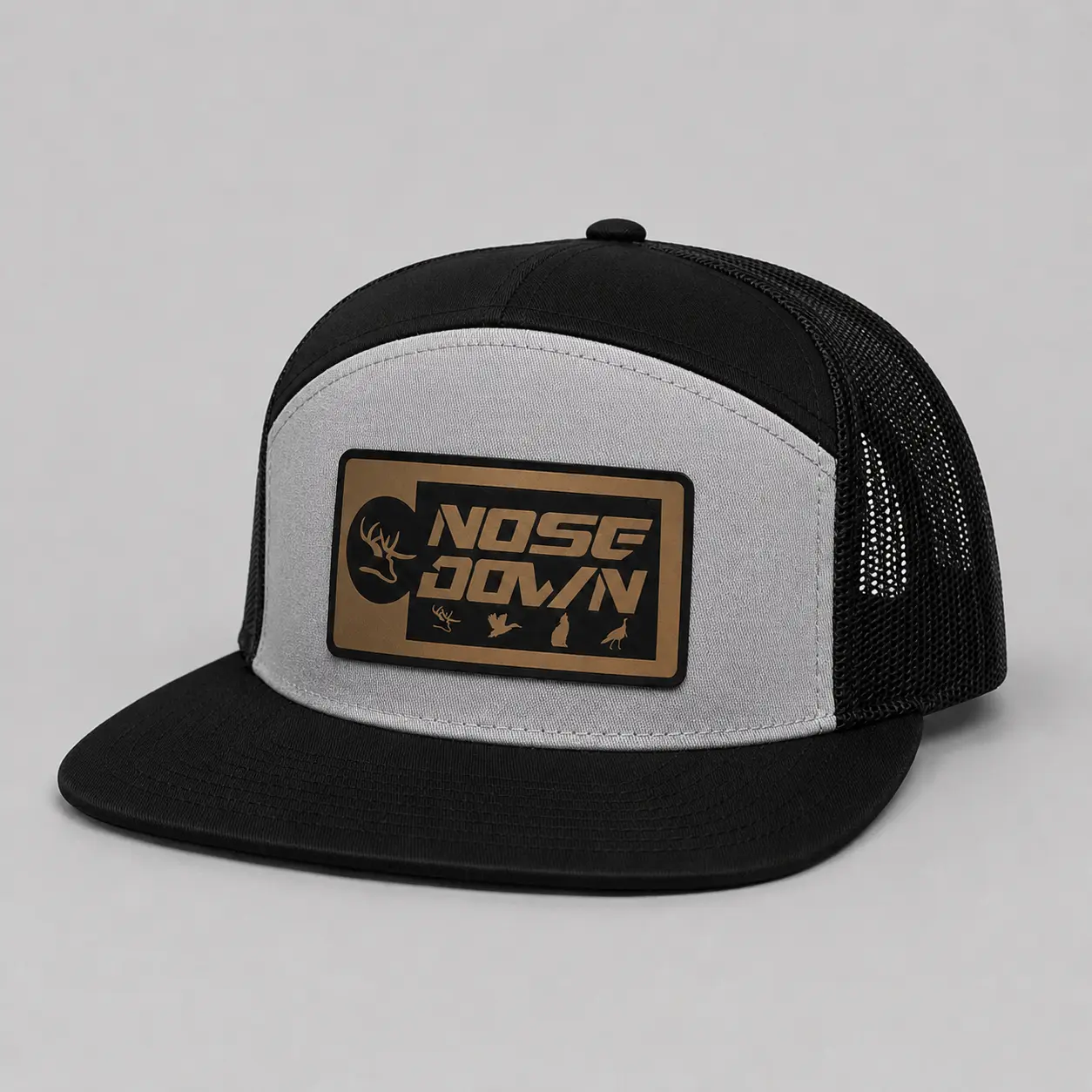 Nose Down Redman Leather Patch 7 Panel Hat