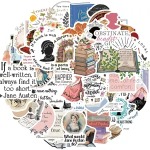 Reading Novel Sticker, 50pcs/set Vinyl Decal Sticker, Decorative Sticker for Hydro Flask, Laptop, Water Bottle, Sticker for Toddlers, Teens, Girls