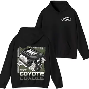 Ford 5.0L Coyote Engine Hoodie, Classic Mustang & F-150 Performance Graphic Sweatshirt, Ford Racing Hoodie for Car Enthusiasts, Muscle Car & Truck Fan Apparel