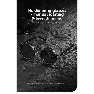 Nine-speed adjustable dimming sunglasses stepless rotating filter retro personalized polarized sunglasses wind outdoor fishing cycling glasses