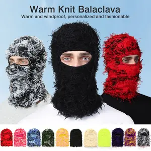 Best-selling balaclava hat for men and women, funny acrylic knitted wool hood, outdoor ski warm face mask