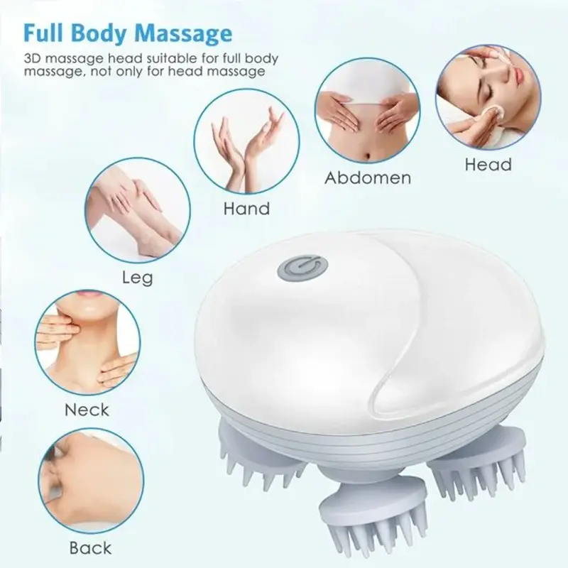 Electric Cordless Hair Scalp Massager with Kneading 84 Massage Nodes, Handheld Portable Head Scratcher Massager for Hair Growth, Deep Clean and Stress Relax, Gifts for Men Dad Mom Silicone Relaxing Plug Water Proof White summerwins