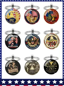 9Pcs 2026 US 250th Anniversary Commemorative Keychains, eagle & American flag patriotic style. Great holiday gifts & collectible keepsakes, ideal for Memorial Day and Independence Day use.