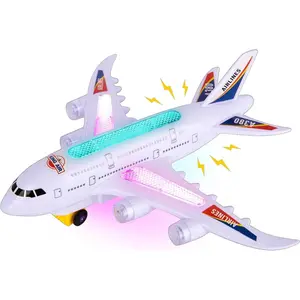 Light Up Airplane Toy - Kids Airplane Toy with Takeoff Sounds, LED Lights, and Moving Wheels - Bump and Go Airplane Toy for Kids Ages 4-8