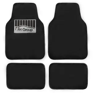 Doe16 Faux Rabbit Fur Non-Slip Floor Mats - Full Set Black