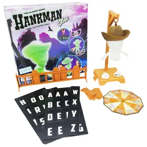 Hangman Word Game , Magnetic Letter Tiles & Spanish/English Cards , Family Party Board Game , Vocabulary Builder , Spinning Wheel-Like Mechanic , Plastic Hanging for Man Game , Spanish & English Language Learning , Multiplayer