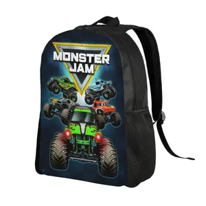 monster jam Stylish Unisex Backpack Full Print Water Resistant 15 Laptop