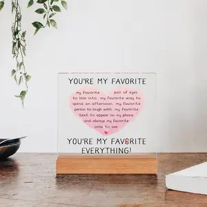 "You're My Favorite" Acrylic Sign with Wood Base Romantic Gift for Him or Her Birthday Anniversary Valentine’s Present CouplesGift DeskDecor