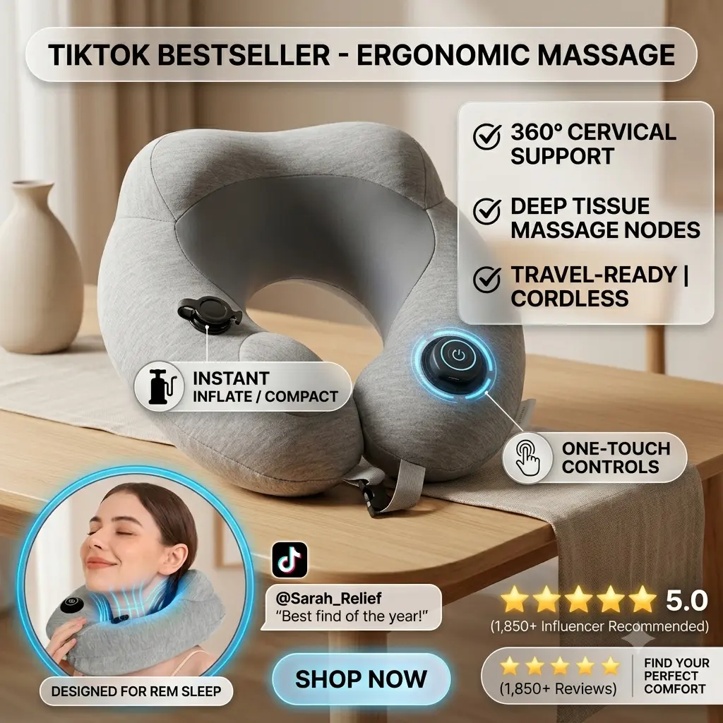 Neck massage pillow-Pain Relief,2026 Upgraded 3D Back & Shoulder Kneading Massage Pillow ,Adjustable Intensity (Deep Tissue Massage),A Relaxing Gift for Men and Women