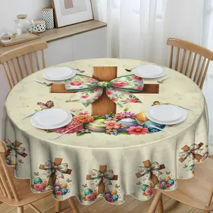 1pc Fashion Creative Round Tablecloth, Digital Printing Tablecloth, Suitable for events, weddings, banquets, parties, outdoor gatherings, picnics and camping, parties, restaurants, kitchens, courtyards, exquisite holiday gift