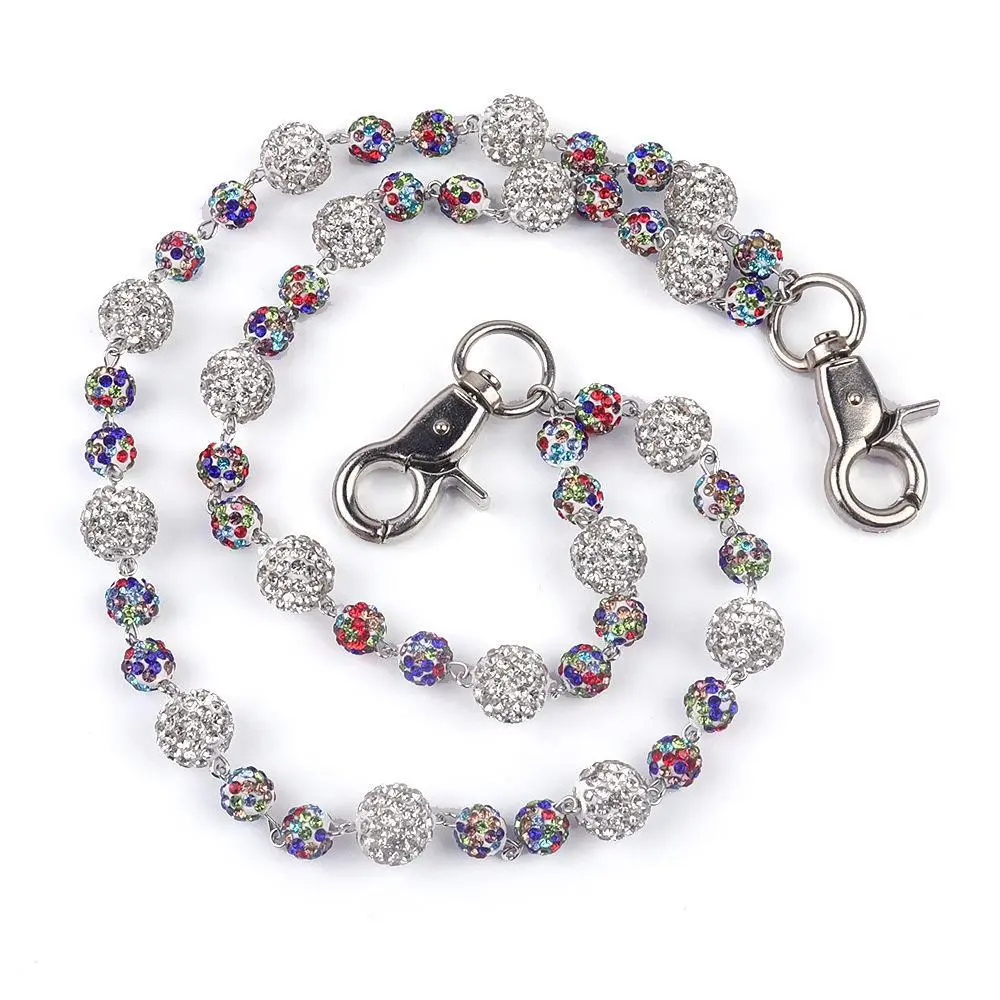 Sparkly Ceramic Beads Wallet Chain - 10mm Shiny Bohemian Purse Jean Pants Chains for Men Women Fashion Accessories