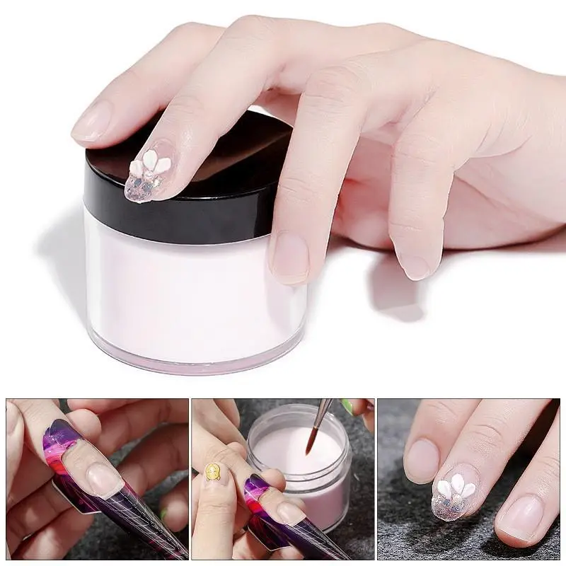 1Jar Pink/White/Clear Acrylic Powder 10g Nail Art Professional Polymer Powder For Nail Extension Carving Home Salon DIY Supplies