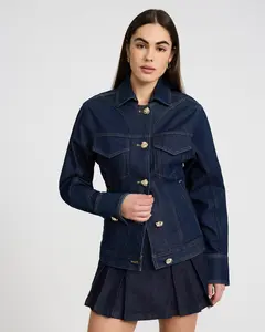 Express Novelty Button Fitted Denim Jacket