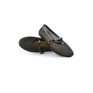 Anelis Black Jelly Mesh Ballet Flats