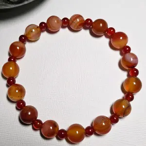 Unisex 8mm Carnelian Crystal Bracelet with 4mm Spacers