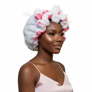 Luxury white and Pink Teddy Plush Bonnet-