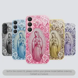 Our Lady of Guadalupe Rose Phone Case for【Galaxy S25 Fe】, Catholic Faith Shockproof Cover, Coquette Christian Aesthetic Style，Perfect Gift for YOU.-XS9527