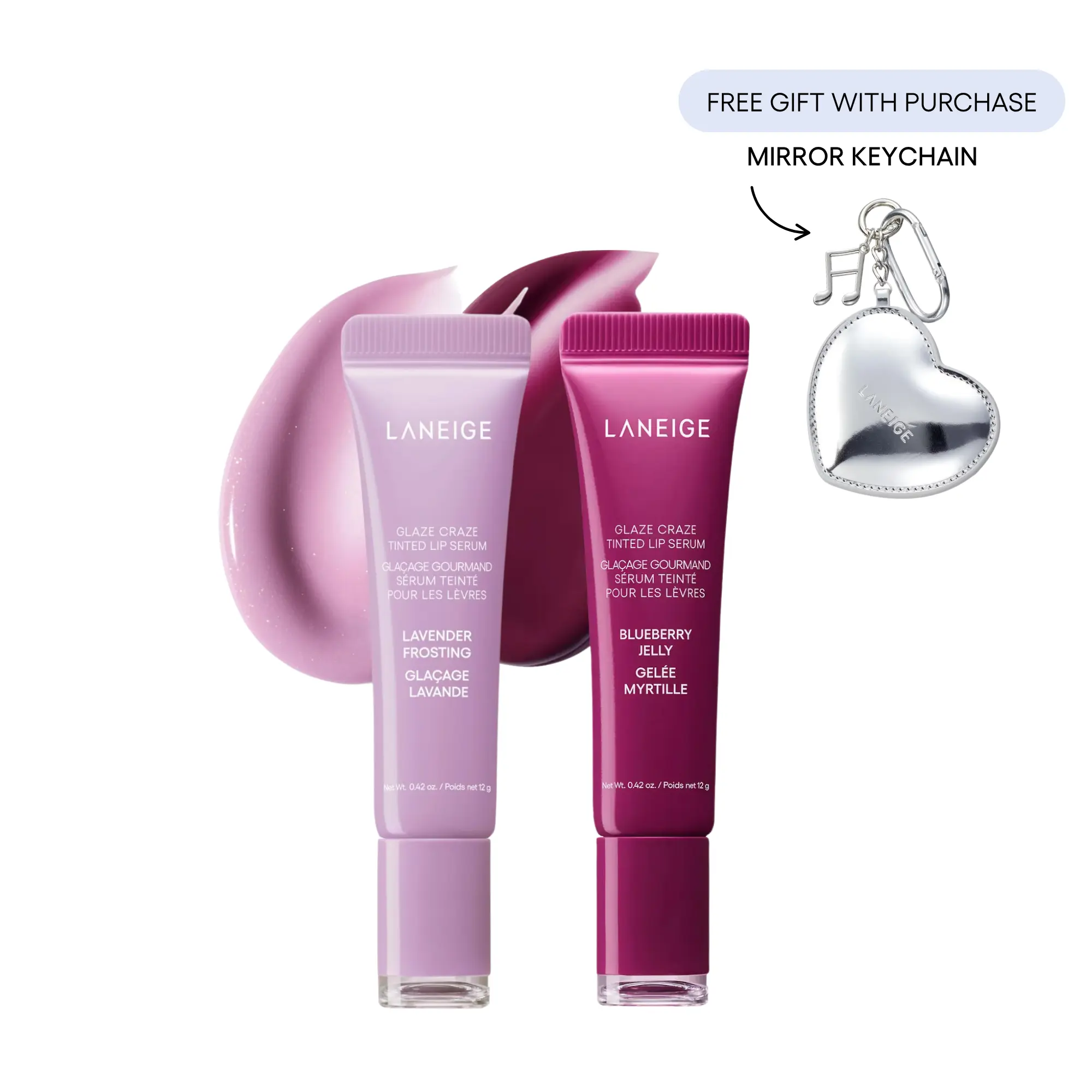 Laneige Glaze Craze Extension Duo, Free Keychain with Purchase, Cool-Toned Shades, Limited Edition