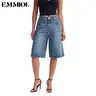 EMMIOL Women's Jorts Mid-Low Waisted Baggy Bermuda Jeans Jorts Summer Casual Denim Loose-Fitting with Basic 5 Pockets - Blue Street Womenswear Summer Vibes SohoChic【Back to School】