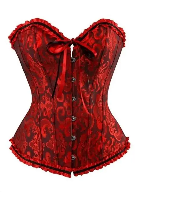 Women's Punk Style Corset Bustier Top Retro vintage Style red and black