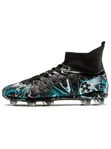 Men's Football Cleats, Unisex Outdoor Sports Shoes, Football Boots, Compatible with Artificial and Natural Grass, Anti-Slip, Comfortable, Leather Material, Multiple Colors