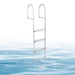 VEVOR Removable Dock Ladder, 5 Steps, Aluminum Alloy Pontoon Boat Swim Ladder, with Non-Slip Wide PP Steps, 500 lbs Weight Capacity, Quick Release Design, for Lake Swimming, Pool, Marine Boarding