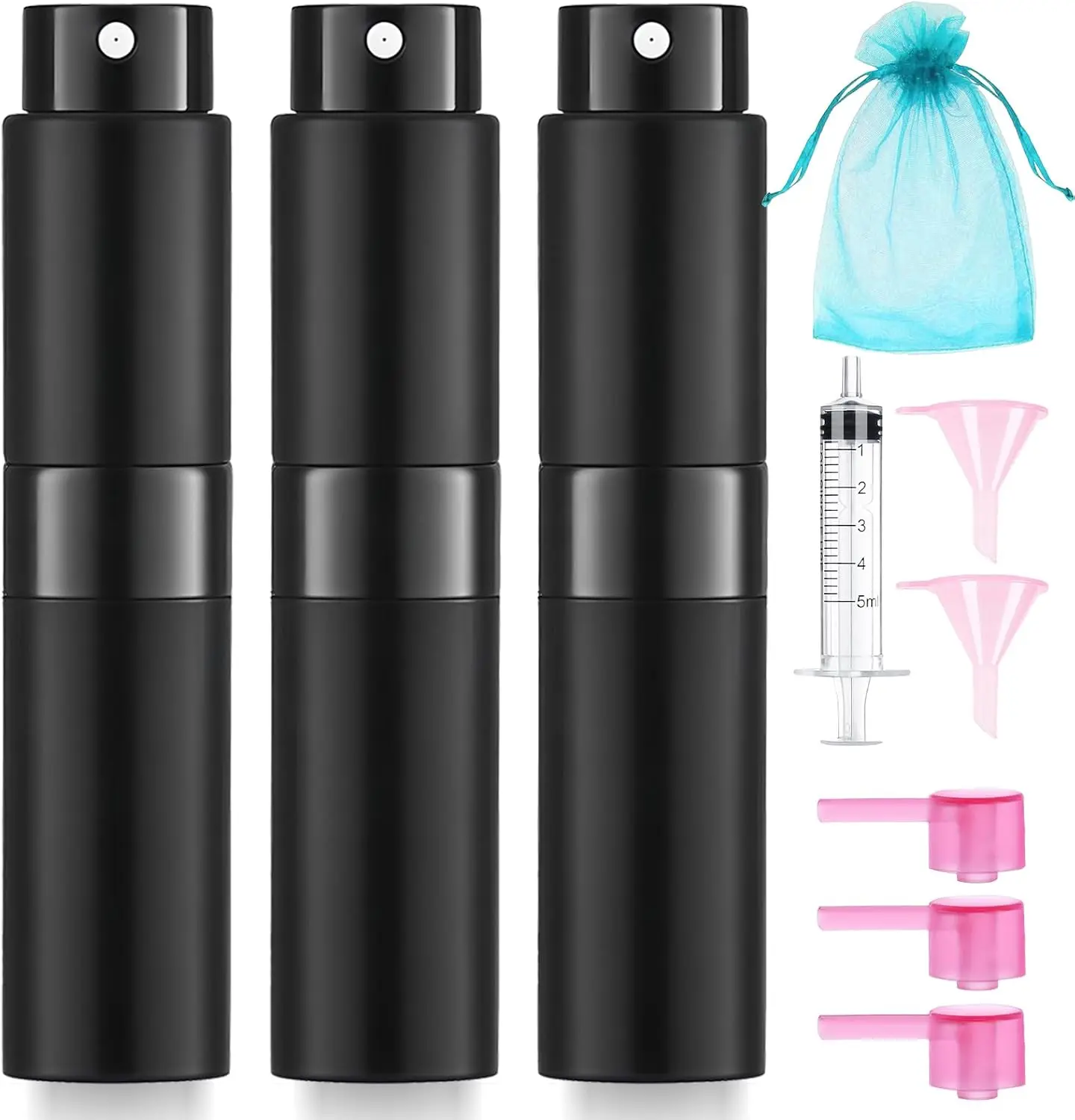 8ML Perfume Atomizer 3pcs Black Cologne Travel Spray Bottle