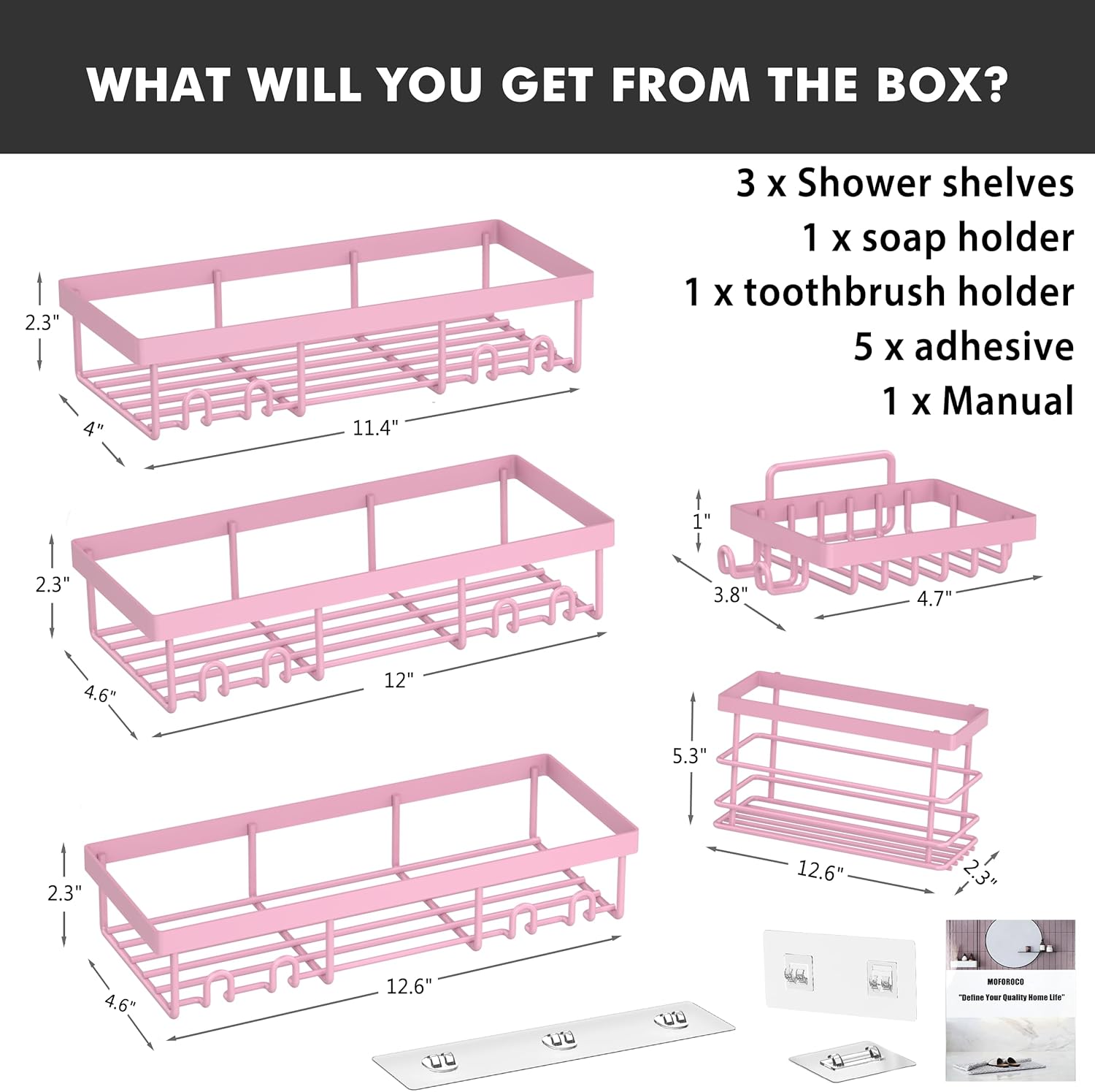 5 Pack Shower Caddy, Large Capacity Wall-Mounted Bathroom Shelf with Rustproof 304 Stainless Steel Shower Organizer Rack, No Drill Installation Suitable for Shower, Bathtub, for inside Shower Storage, Shower Caddies Stick-On Rust-Proof Set rack shelf 5 Pack Shower Caddy, Large Capacity Wall-Mounted Bathroom Shelf with Rustproof 304 Stainless Steel Shower Organizer Rack, No Drill Installation Suitable for Shower, Bathtub, for inside Shower Storage, Shower Caddies Stick-On Rust-Proof Set rack shelf