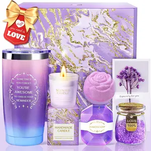 Gifts for Women, Gift Basket Set for Mom, Wife, Girlfriend, Her - Happy Birthday, Mothers Day Gift basket- Lavender Spa Basket Set Mothers Day