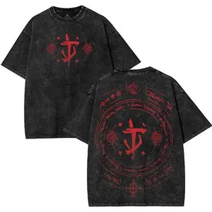 DOOM Eternal Men's Washed Short Sleeved Top, Unisex Game Shirt, Menswear Collar Fabric Seamless Tshirt Streetwear apparel Clothes Classic Soft graphic tee Gamis