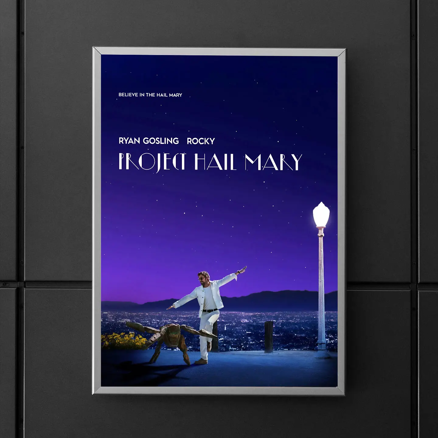 Project Hail Mary La La Land Inspired Poster, Ryan Gosling & Rocky Wall Art, Sci-Fi Romance Style Movie Art, Home Decor, UNFRAMED