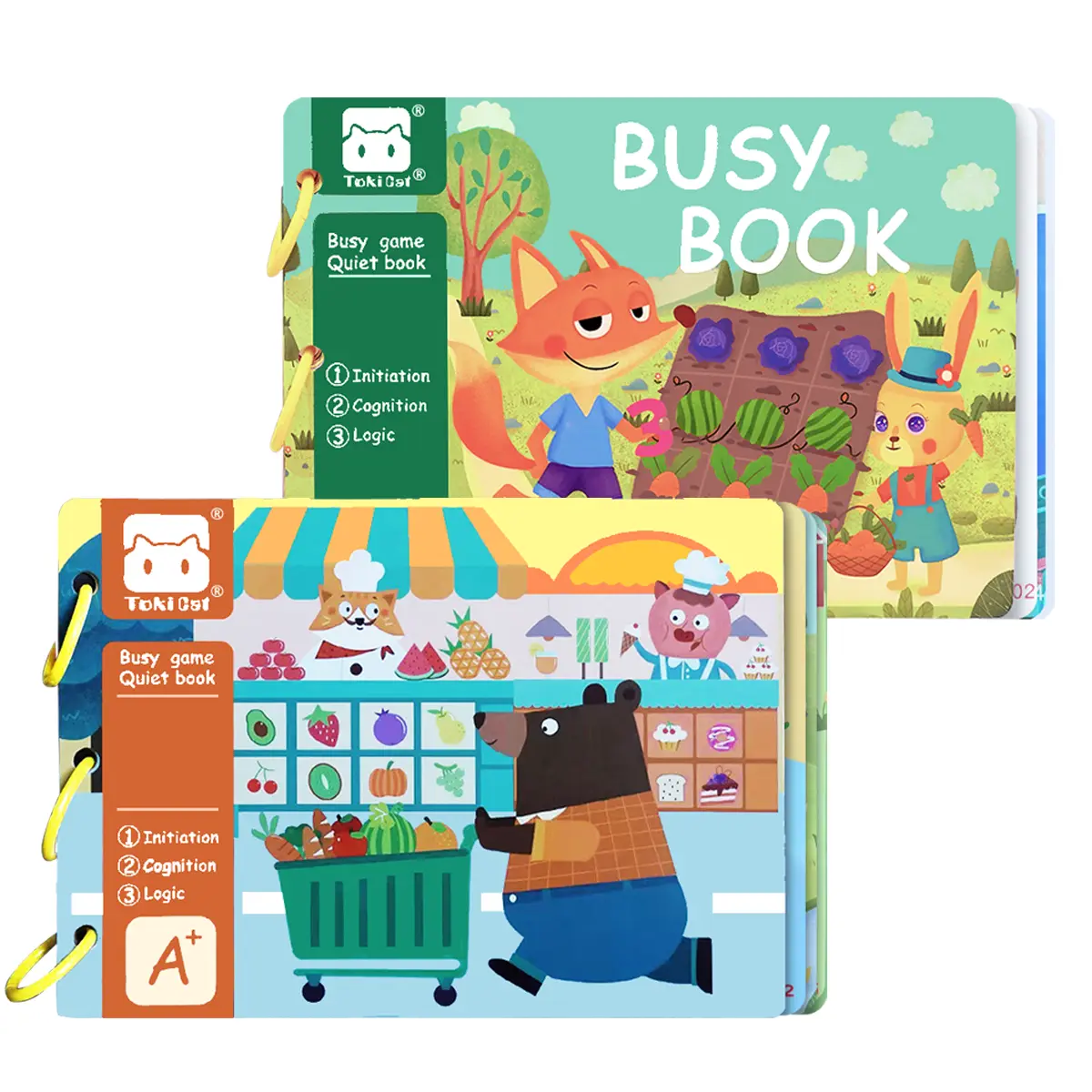 30 Pages Busy Book for Toddlers, Montessori Quiet Book with Velcro Stickers, DIY Educational Learning Toy for Kids Ages 1-6, Preschool Cognitive Activity Book