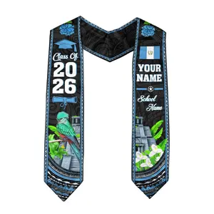 Guatemalan American Flag Graduation Stole with Custom Name and School Year, Class of 2026 Cultural Sash, Unique Senior Keepsake Gift for Ceremony Outfit