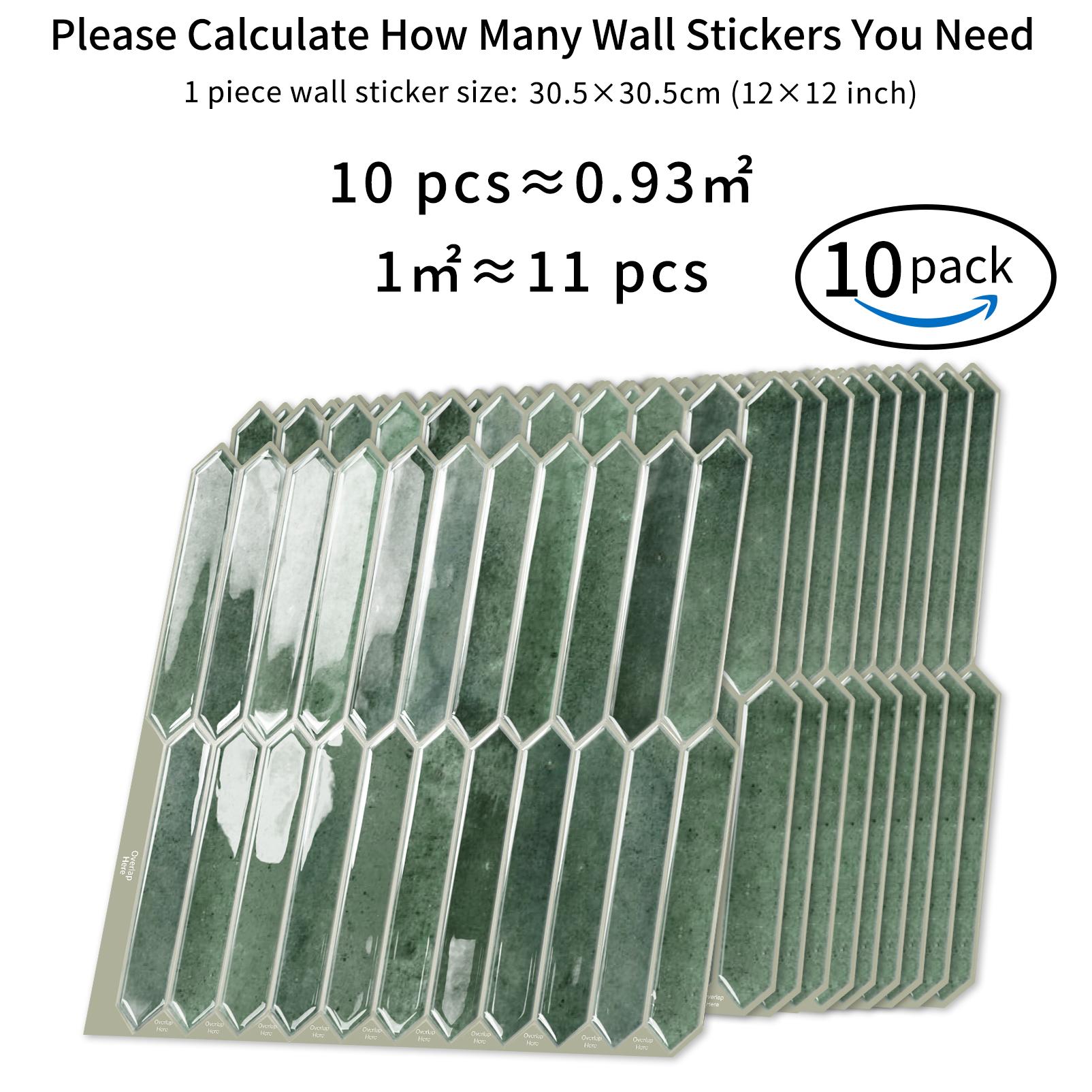 DEWOO Functional wall decor，Green Self-Adhesive Tiles — Waterproof, Moisture-Resistant, and Oil-Repellent; Easy to Install and Remove — Perfect for Interior Decoration.