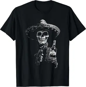 Vintage Skeleton Tequila Mexico Dia De Los Muertos Mexican T-Shirt