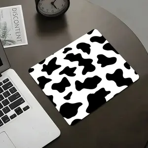 Cow Print Black White Animal Pattern Square mouse pad，Aesthetic Desktop Decorative Protective Pad, Rubber Anti-slip Lockedge Work Pad, Small Size Suitable for Laptop, Desktop Computer Games, Work, Family, Mousepad, Gaming Mouse Pad, Desk Accessories