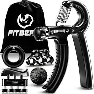 Hand Grip Strengthener Workout Kit (5 Pack), Forearm Grip Adjustable Resistance Hand Gripper, Finger Stretcher, Grip Ring & Stress Relief Grip Ball for Athletes