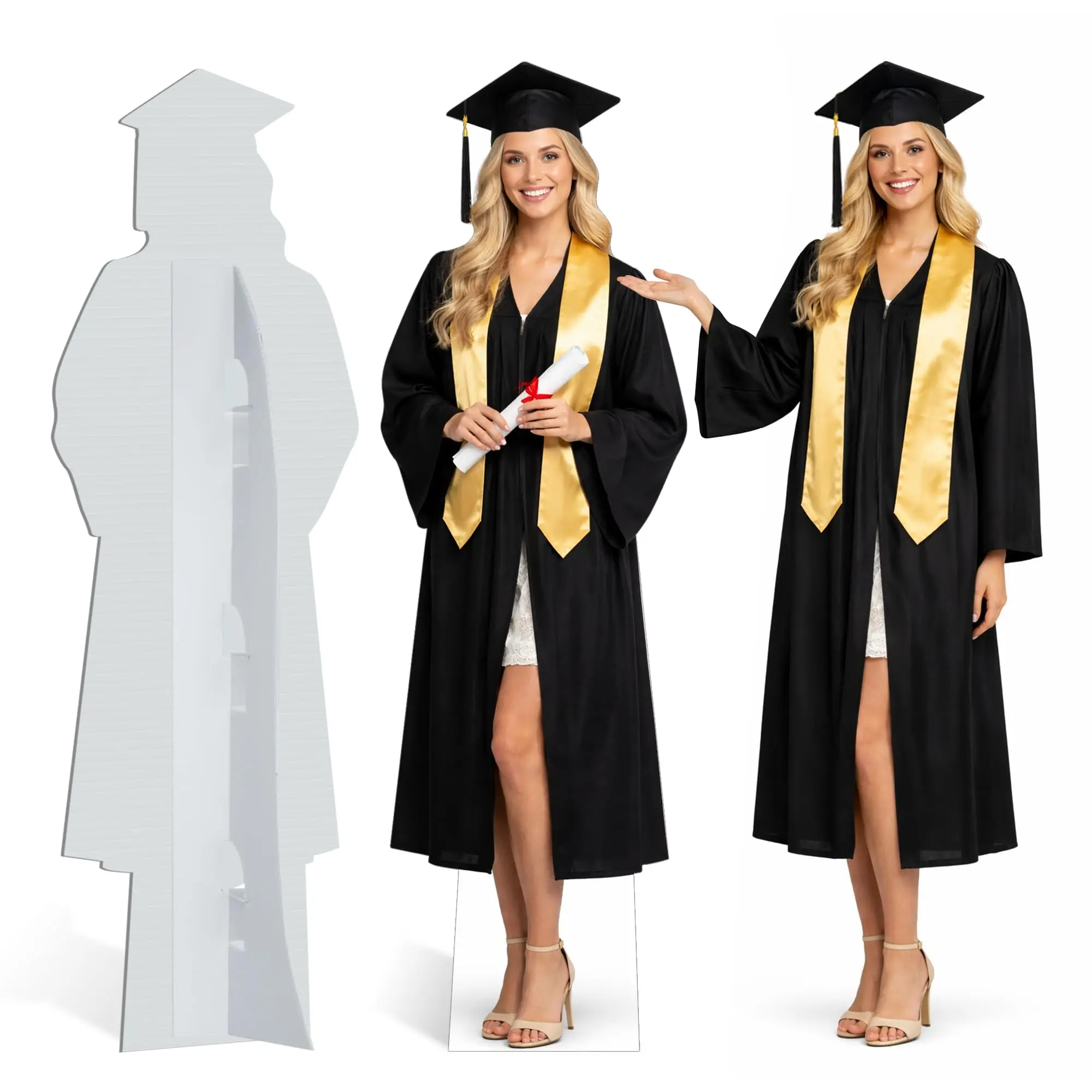 1pc Custom Life Size Cardboard Cutout Standee Class of 2026 Graduation Party Decoration, 1ft–6ft Personalized Photo Standup, Waterproof 4mm Corrugated Plastic High-Resolution Print