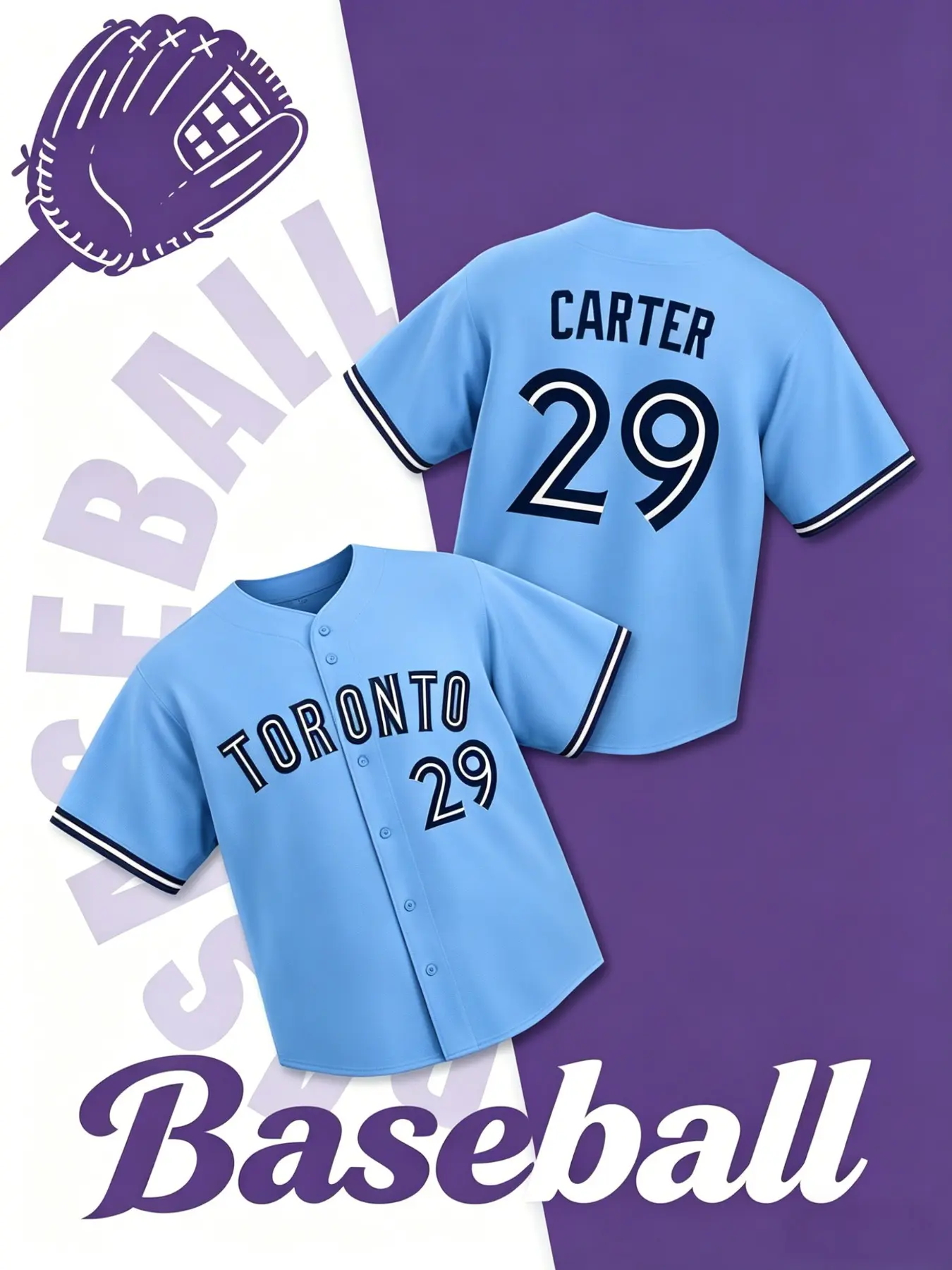 Blue Baseball Jersey Size 29, Embroidered Letter Quick-Dry Short Sleeve, High-Quality Experience, Unique Field Style, Sportswear Clothing, Sports Clothing