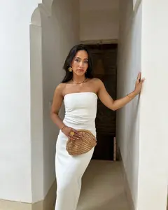 Florencia Dress Sleeveless Casual Polyester Summer Womenswear Ruched Design with Zipper Closure Basic Elegance Fit