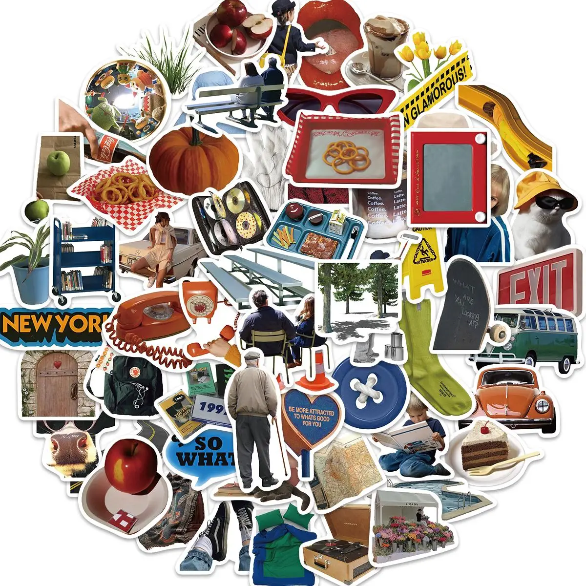Retro Style Sticker, 63pcs/set Classic Diy Sticker, Decorative Sticker for Diy Scrapbooking, Journal Making, Gift Wrapping, Craft, School Supplies, Tr