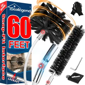 60 Feet Dryer Vent Cleaner Kit/Lint Remover/2*Brush/Fireplace Chimney Brushes for Easy to Use/Works Well with/a