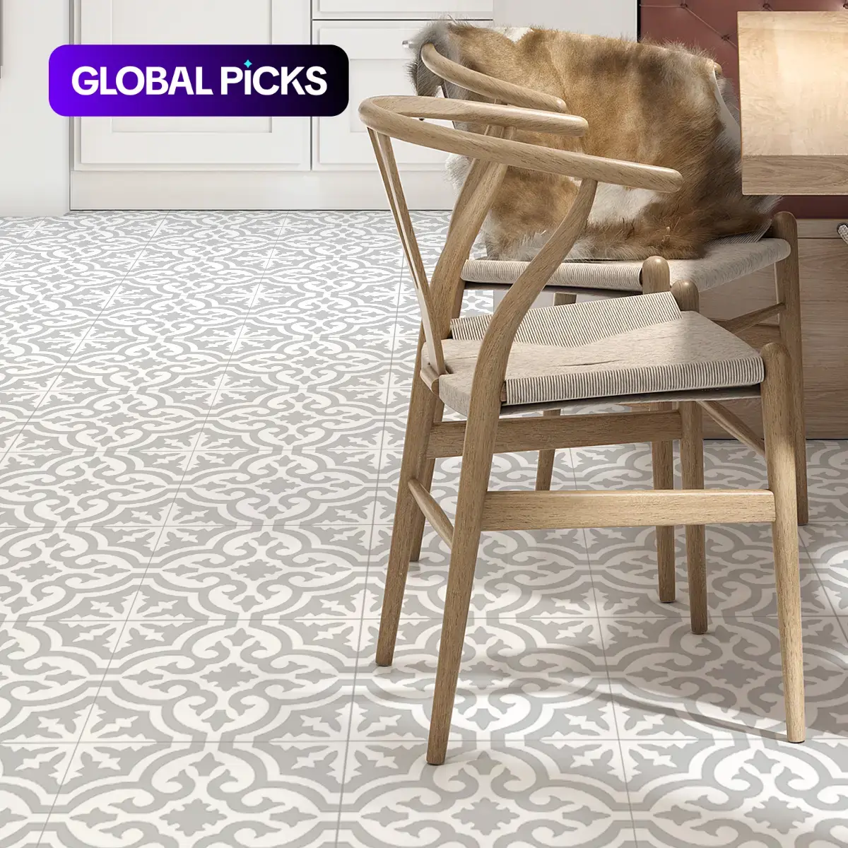 Moroccan Style Floor Sticker, 60pcs/set Self-Adhesive Tile Sticker, Sticker Tiles Decorative Sticker for Home Living Room, Bedroom and Kitchen #GLOBAL PICKS